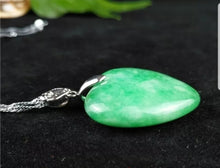 Load image into Gallery viewer, 10% OFF- Certified Natural Jadeite Emerald A Jade Handcrafted Heart Pendant-Silver Necklace