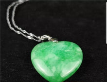 Load image into Gallery viewer, 10% OFF- Certified Natural Jadeite Emerald A Jade Handcrafted Heart Pendant-Silver Necklace