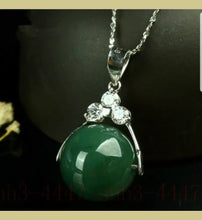Load image into Gallery viewer, 10% OFF- Certified Natural Jadeite Emerald A Jade Handcrafted Bead Pendant-Silver Necklace
