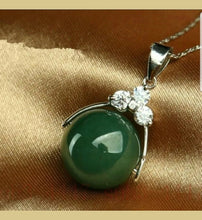 Load image into Gallery viewer, 10% OFF- Certified Natural Jadeite Emerald A Jade Handcrafted Bead Pendant-Silver Necklace