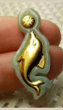 Load image into Gallery viewer, 10% OFF- Certified Natural Gold Jadeite Emerald A Jade Handcrafted Dolphin Pendant A5143