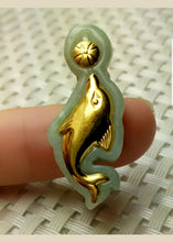 Load image into Gallery viewer, 10% OFF- Certified Natural Gold Jadeite Emerald A Jade Handcrafted Dolphin Pendant A5143