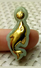 Load image into Gallery viewer, 10% OFF- Certified Natural Gold Jadeite Emerald A Jade Handcrafted Dolphin Pendant A5143