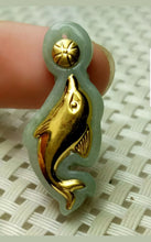 Load image into Gallery viewer, 10% OFF- Certified Natural Gold Jadeite Emerald A Jade Handcrafted Dolphin Pendant A5143