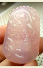 Load image into Gallery viewer, 10% OFF- Certified Natural Lavender Jadeite Emerald A Jade Handcrafted Dragon Pixiu Coins Pendant A0331