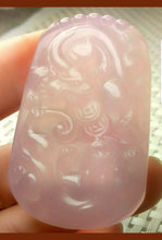 Load image into Gallery viewer, 10% OFF- Certified Natural Lavender Jadeite Emerald A Jade Handcrafted Dragon Pixiu Coins Pendant A0331