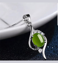 Load image into Gallery viewer, 10% OFF- Certified Natural Jadeite Emerald A Jade Handcrafted Pendant-Silver Necklace
