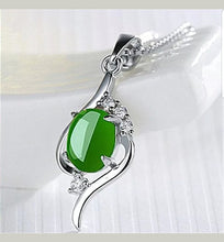 Load image into Gallery viewer, 10% OFF- Certified Natural Jadeite Emerald A Jade Handcrafted Pendant-Silver Necklace