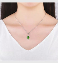 Load image into Gallery viewer, 10% OFF- Certified Natural Jadeite Emerald A Jade Handcrafted Pendant-Silver Necklace