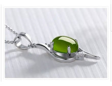 Load image into Gallery viewer, 10% OFF- Certified Natural Jadeite Emerald A Jade Handcrafted Pendant-Silver Necklace