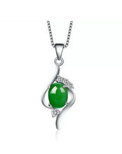 Load image into Gallery viewer, 10% OFF- Certified Natural Jadeite Emerald A Jade Handcrafted Pendant-Silver Necklace