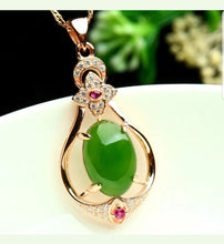 Load image into Gallery viewer, 10% OFF- Certified Natural Jadeite Emerald A Jade Handcrafted Pendant-Silver Necklace