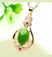Load image into Gallery viewer, 10% OFF- Certified Natural Jadeite Emerald A Jade Handcrafted Pendant-Silver Necklace