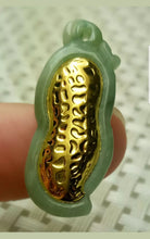 Load image into Gallery viewer, 10% OFF- Certified Natural Green Jadeite Emerald A Jade Handcrafted Gold Peanut Pendant A5186