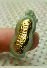 Load image into Gallery viewer, 10% OFF- Certified Natural Green Jadeite Emerald A Jade Handcrafted Gold Peanut Pendant A5186