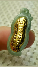 Load image into Gallery viewer, 10% OFF- Certified Natural Green Jadeite Emerald A Jade Handcrafted Gold Peanut Pendant A5186