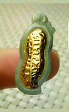 Load image into Gallery viewer, 10% OFF- Certified Natural Green Jadeite Emerald A Jade Handcrafted Gold Peanut Pendant A5186