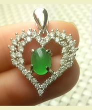 Load image into Gallery viewer, 10% OFF- Certified Natural Jadeite Emerald A*Jade Handcrafted Heart Pendant-925 Sterling Silver Necklace