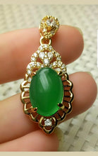 Load image into Gallery viewer, 10% OFF- Certified Natural Jadeite Emerald A*Jade Handcrafted Oval Pendant-GP 925 Sterling Silver Necklace