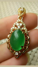 Load image into Gallery viewer, 10% OFF- Certified Natural Jadeite Emerald A*Jade Handcrafted Oval Pendant-GP 925 Sterling Silver Necklace