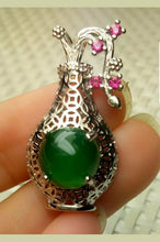 Load image into Gallery viewer, 10% OFF- Certified Natural Jadeite Emerald A*Jade Handcrafted Coin Vase Pendant-925 Sterling Silver Necklace