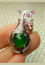 Load image into Gallery viewer, 10% OFF- Certified Natural Jadeite Emerald A*Jade Handcrafted Coin Vase Pendant-925 Sterling Silver Necklace