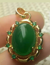 Load image into Gallery viewer, CoCertified Natural Jadeite Emerald A*Jade Handcrafted Oval Pendant-GP 925 Sterling Silver Necklace
