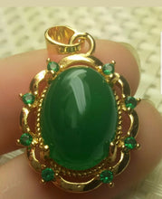 Load image into Gallery viewer, CoCertified Natural Jadeite Emerald A*Jade Handcrafted Oval Pendant-GP 925 Sterling Silver Necklace