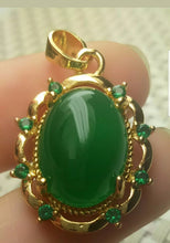 Load image into Gallery viewer, CoCertified Natural Jadeite Emerald A*Jade Handcrafted Oval Pendant-GP 925 Sterling Silver Necklace