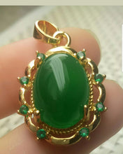 Load image into Gallery viewer, CoCertified Natural Jadeite Emerald A*Jade Handcrafted Oval Pendant-GP 925 Sterling Silver Necklace