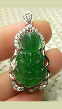 Load image into Gallery viewer, 10% OFF- Certified Natural Jadeite Emerald A Jade Handcrafted Guanyin 925 Sterling Silver Pendant