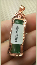 Load image into Gallery viewer, 10% OFF- Certified Natural Jadeite Emerald A Jade Handcrafted Lucky Bamboo Rose GP 925 Sterling Silver Pendant