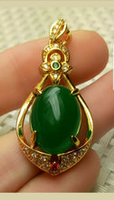 Load image into Gallery viewer, 10% OFF- Certified Natural Jadeite Emerald A*Jade Handcrafted Oval Pendant-GP 925 Sterling Silver Necklace