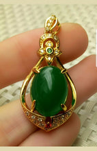 Load image into Gallery viewer, 10% OFF- Certified Natural Jadeite Emerald A*Jade Handcrafted Oval Pendant-GP 925 Sterling Silver Necklace