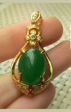 Load image into Gallery viewer, 10% OFF- Certified Natural Jadeite Emerald A*Jade Handcrafted Oval Pendant-GP 925 Sterling Silver Necklace