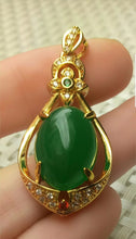 Load image into Gallery viewer, 10% OFF- Certified Natural Jadeite Emerald A*Jade Handcrafted Oval Pendant-GP 925 Sterling Silver Necklace