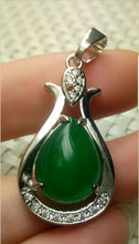 Load image into Gallery viewer, 10% OFF- Certified Natural Jadeite Emerald A Jade Handcrafted Drop 925 Sterling Silver Pendant