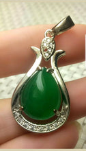 Load image into Gallery viewer, 10% OFF- Certified Natural Jadeite Emerald A Jade Handcrafted Drop 925 Sterling Silver Pendant