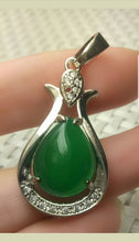 Load image into Gallery viewer, 10% OFF- Certified Natural Jadeite Emerald A Jade Handcrafted Drop 925 Sterling Silver Pendant