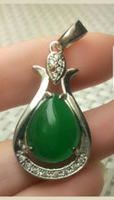 Load image into Gallery viewer, 10% OFF- Certified Natural Jadeite Emerald A Jade Handcrafted Drop 925 Sterling Silver Pendant