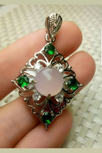 Load image into Gallery viewer, 10% OFF- Certified Natural Jadeite Emerald A Jade Handcrafted Beautiful 925 Sterling Silver Pendant