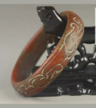 Load image into Gallery viewer, 60/61/62mm Certified Natural Red Emerald A*Jade HandCarved Dragon Bangle A1940