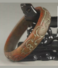 Load image into Gallery viewer, 60/61/62mm Certified Natural Red Emerald A*Jade HandCarved Dragon Bangle A1940