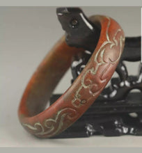 Load image into Gallery viewer, 60/61/62mm Certified Natural Red Emerald A*Jade HandCarved Dragon Bangle A1940