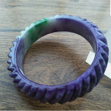 Load image into Gallery viewer, 10% OFF- 59/60/61mm Certified Natural Purple-Green Emerald A*Jade HandCarved Bracelet Bangle A655