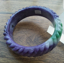Load image into Gallery viewer, 10% OFF- 59/60/61mm Certified Natural Purple-Green Emerald A*Jade HandCarved Bracelet Bangle A655