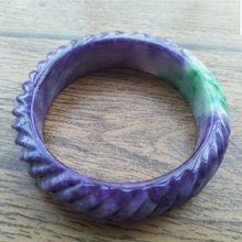 Load image into Gallery viewer, 10% OFF- 59/60/61mm Certified Natural Purple-Green Emerald A*Jade HandCarved Bracelet Bangle A655