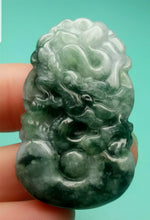 Load image into Gallery viewer, 10% OFF- Certified Natural Jadeite Emerald A*Jade HandCarved Lucky Dragon YuanBao Pendant A7359