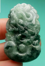 Load image into Gallery viewer, 10% OFF- Certified Natural Jadeite Emerald A*Jade HandCarved Lucky Dragon YuanBao Pendant A7359