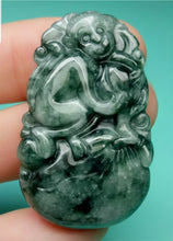 Load image into Gallery viewer, 10% OFF- Certified Natural Jadeite Emerald A*Jade HandCarved Lucky Monkey YuanBao Pendant A